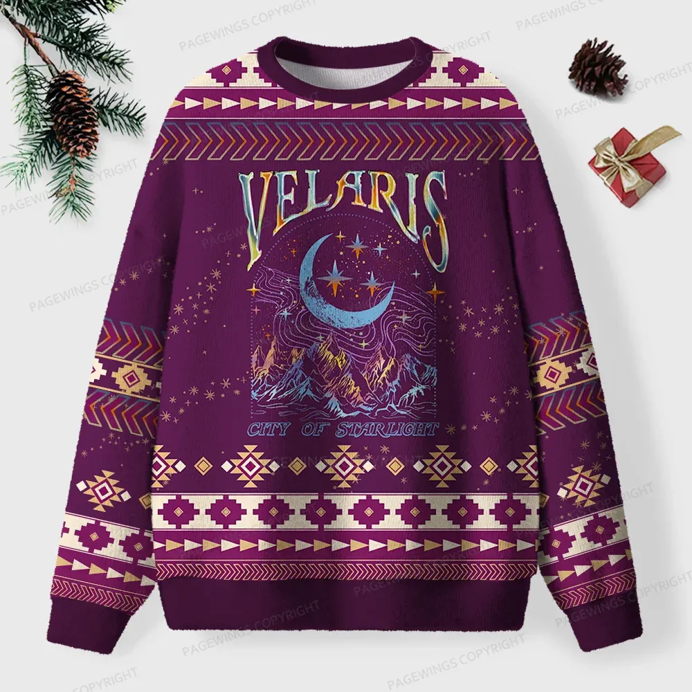 Pagewings Velaris City Of Starlight Unisex Ugly Knit Sweatshirt