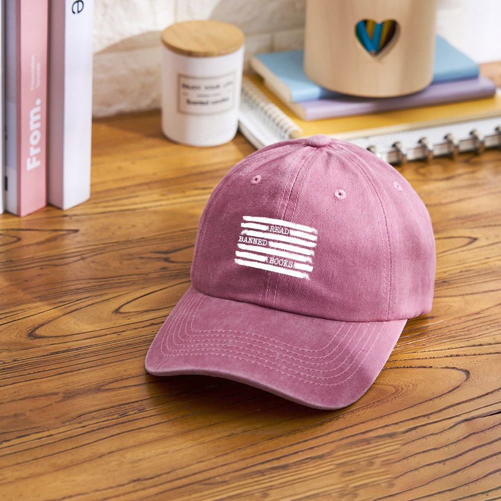 Pagewings Read Banned Books Bookworm Librarian Washed Cap