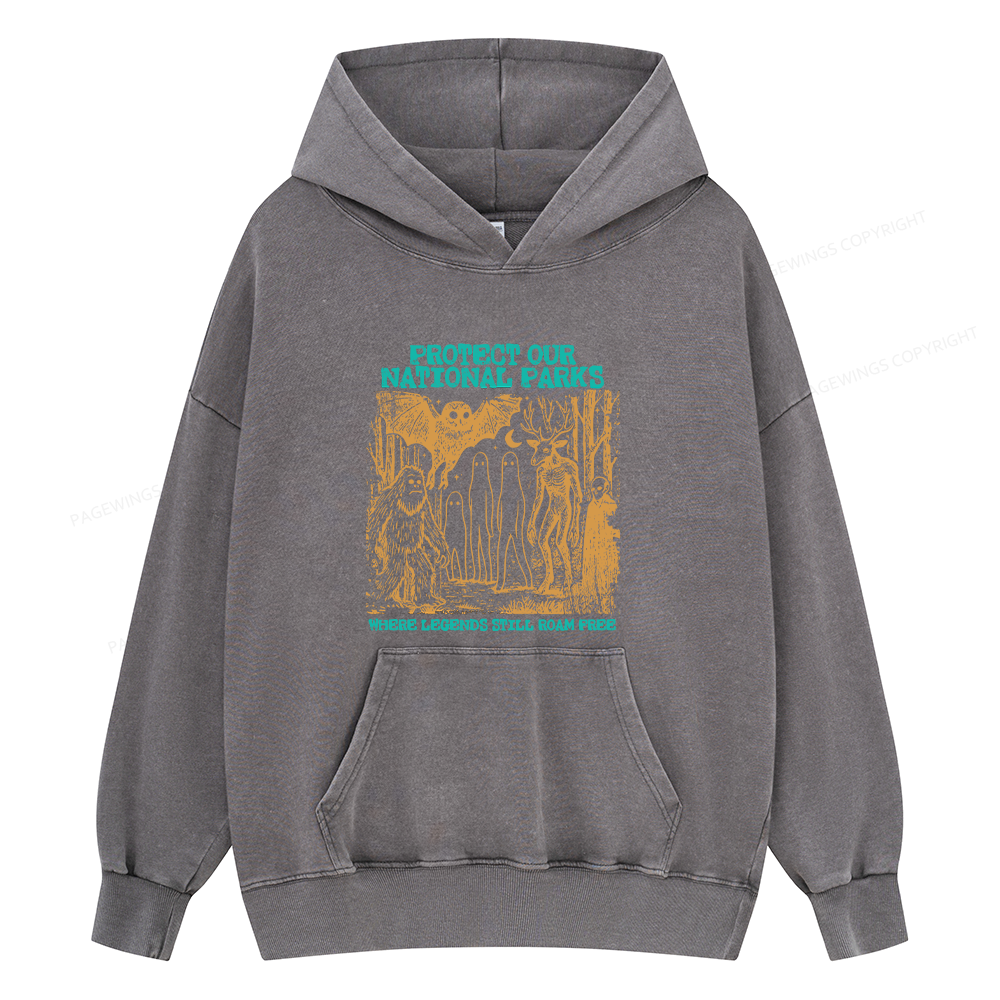 Pagewings Protect Our Parks Vintage Camping Unisex Washed Hoodie