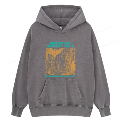 Pagewings Protect Our Parks Vintage Camping Unisex Washed Hoodie