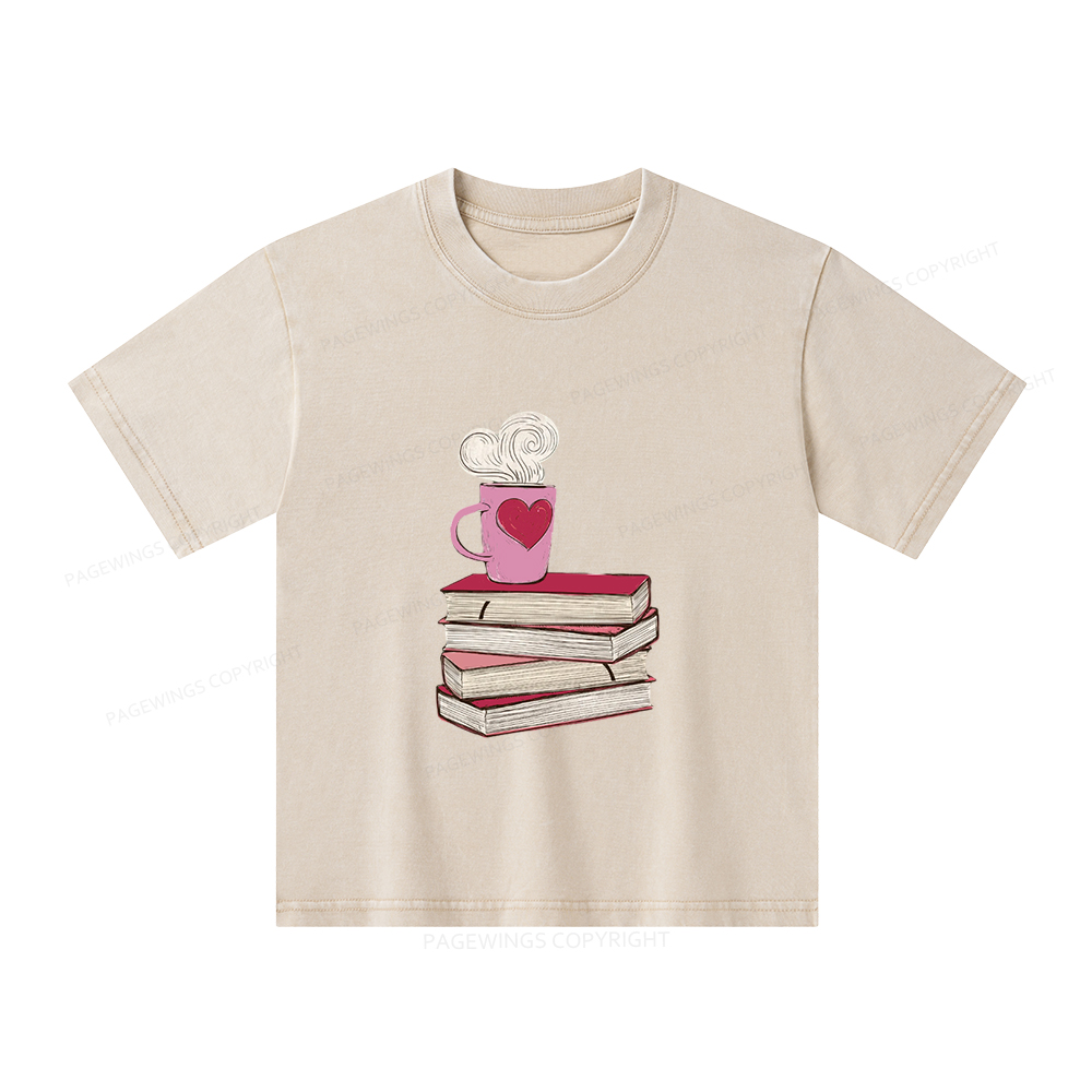 Pagewings Valentine's Day Gift for the Book Lover Unisex Kids Washed T-shirt