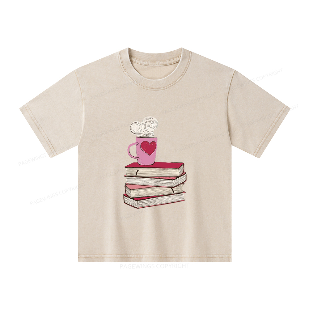 Pagewings Valentine's Day Gift for the Book Lover Unisex Kids Washed T-shirt