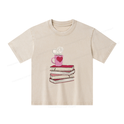Pagewings Valentine's Day Gift for the Book Lover Unisex Kids Washed T-shirt