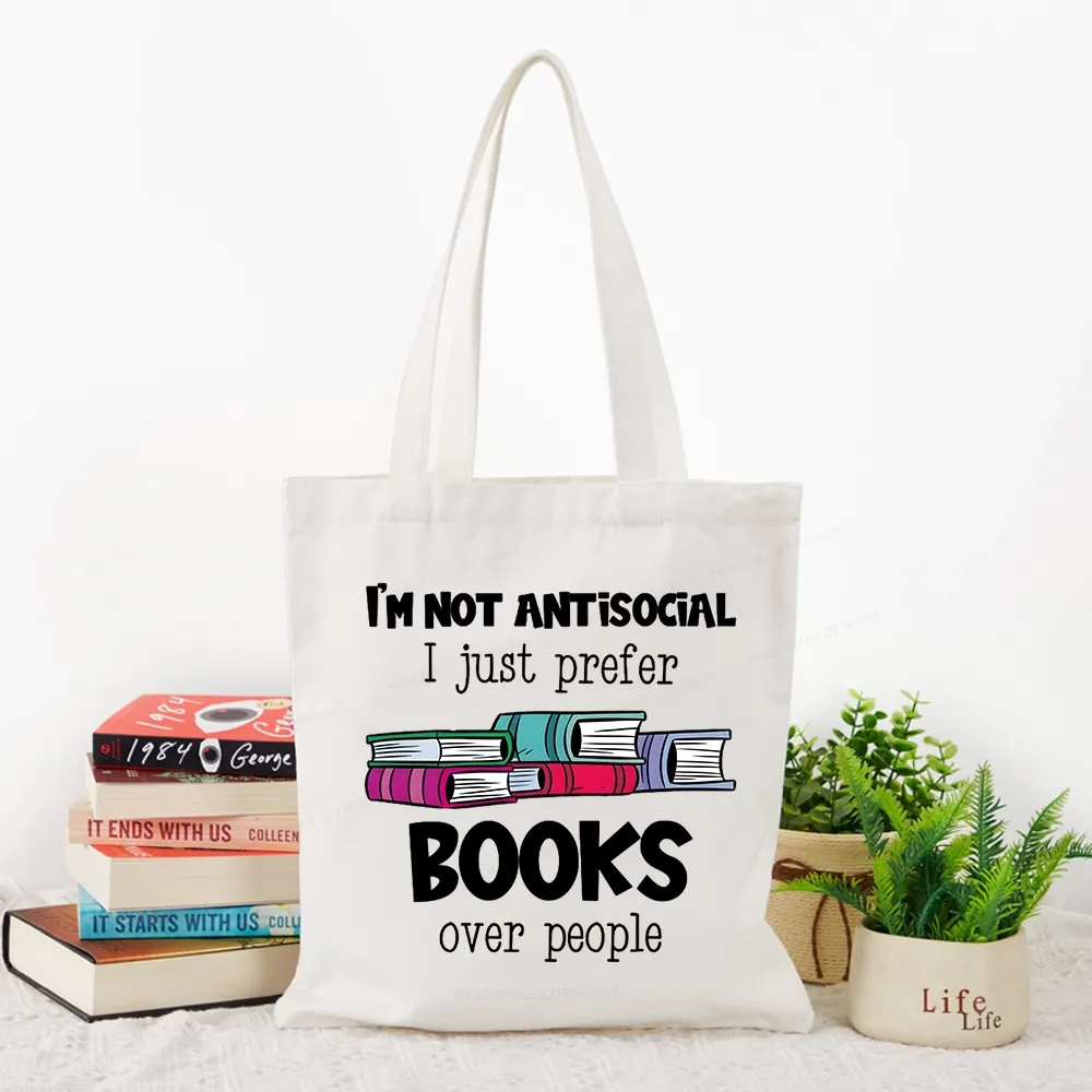 Pagewings Not Antisocial I Just Prefer Books Tote Bag