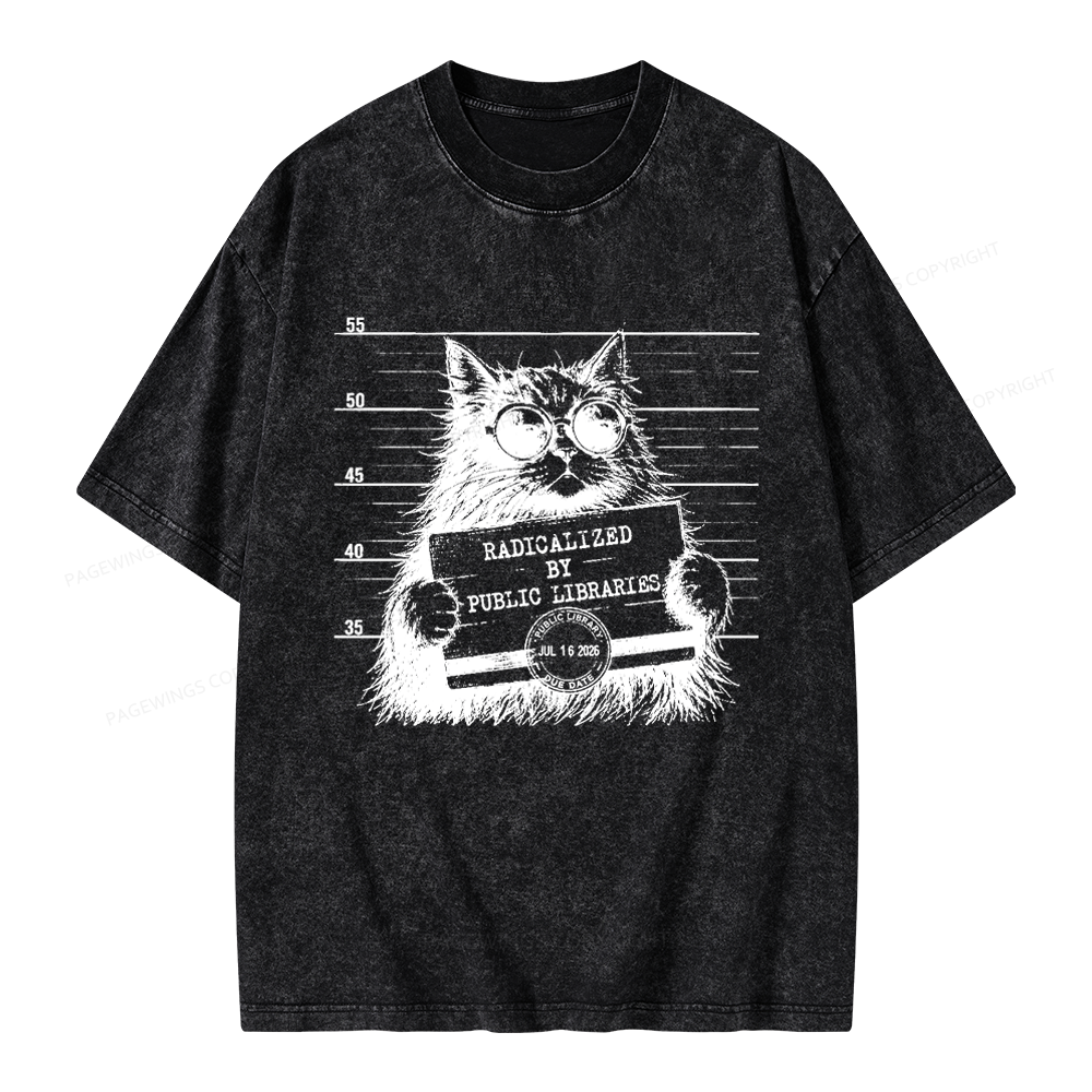 Pagewings Radicalized By Public Libraries Unisex Washed T-shirt