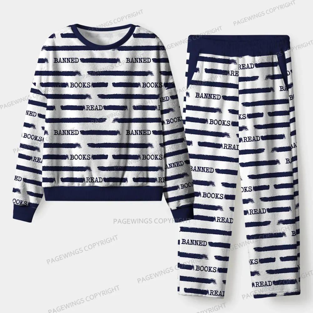 Pagewings Read Banned Books Unisex Flannel Pajama Set