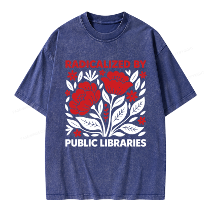 Pagewings Radicalized By Public Libraries Unisex Washed T-shirt