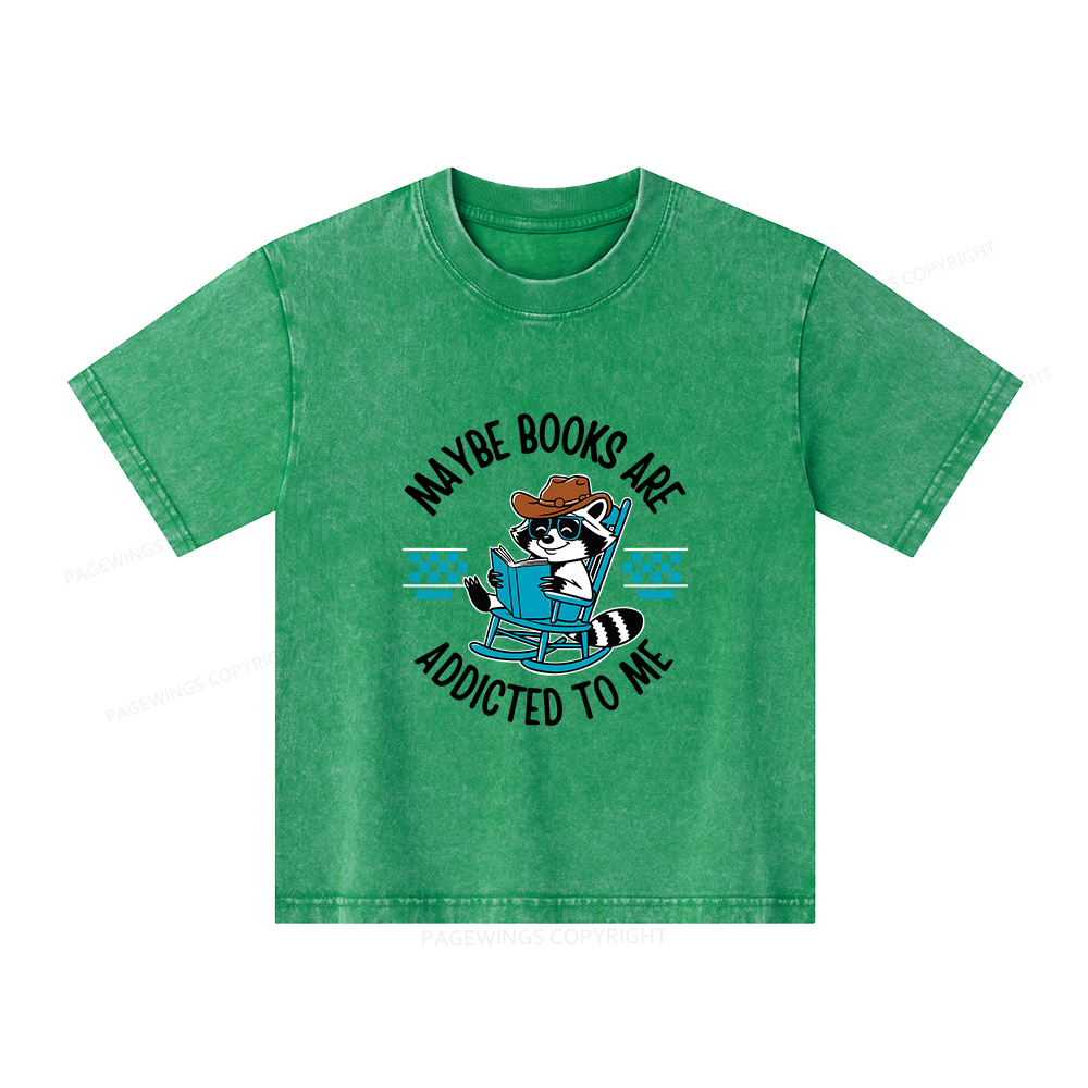 Pagewings Books Are Addicted To Me Unisex Kids Washed T-shirt