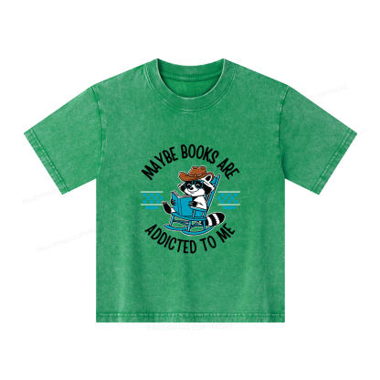 Pagewings Books Are Addicted To Me Unisex Kids Washed T-shirt