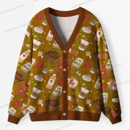 Pagewings Coffee and Books Unisex Ugly Cardigan Sweaters