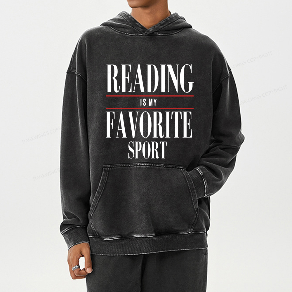 Pagewings Reading Is My Favorite Sport Unisex Washed Hoodie