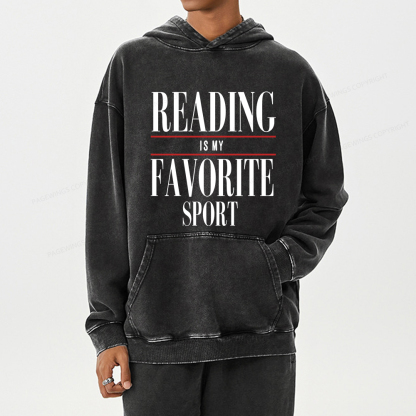 Pagewings Reading Is My Favorite Sport Unisex Washed Hoodie