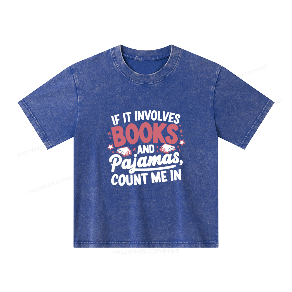 Pagewings Lover Funny Book Reading Unisex Kids Washed T-shirt