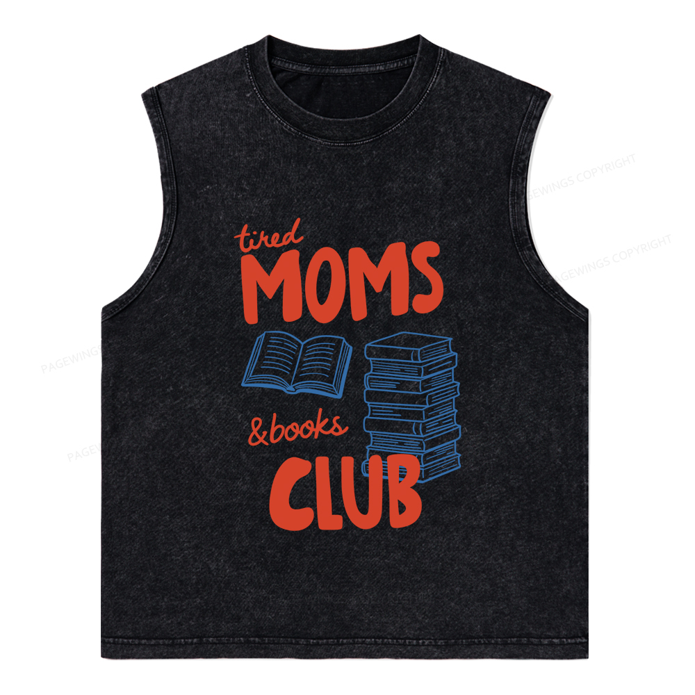 Pagewings Tired Moms Books Club Unisex Washed Tank Top