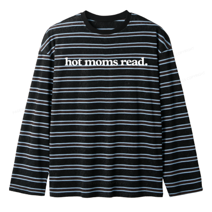 Pagewings Hot Moms Read Unisex Striped Long Sleeve T-Shirt