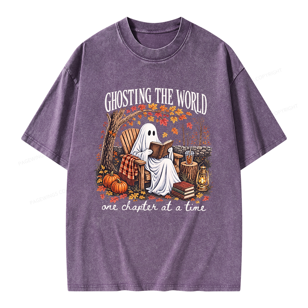 Pagewings Ghosting The World Sublimation Unisex Washed T-shirt