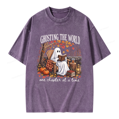 Pagewings Ghosting The World Sublimation Unisex Washed T-shirt