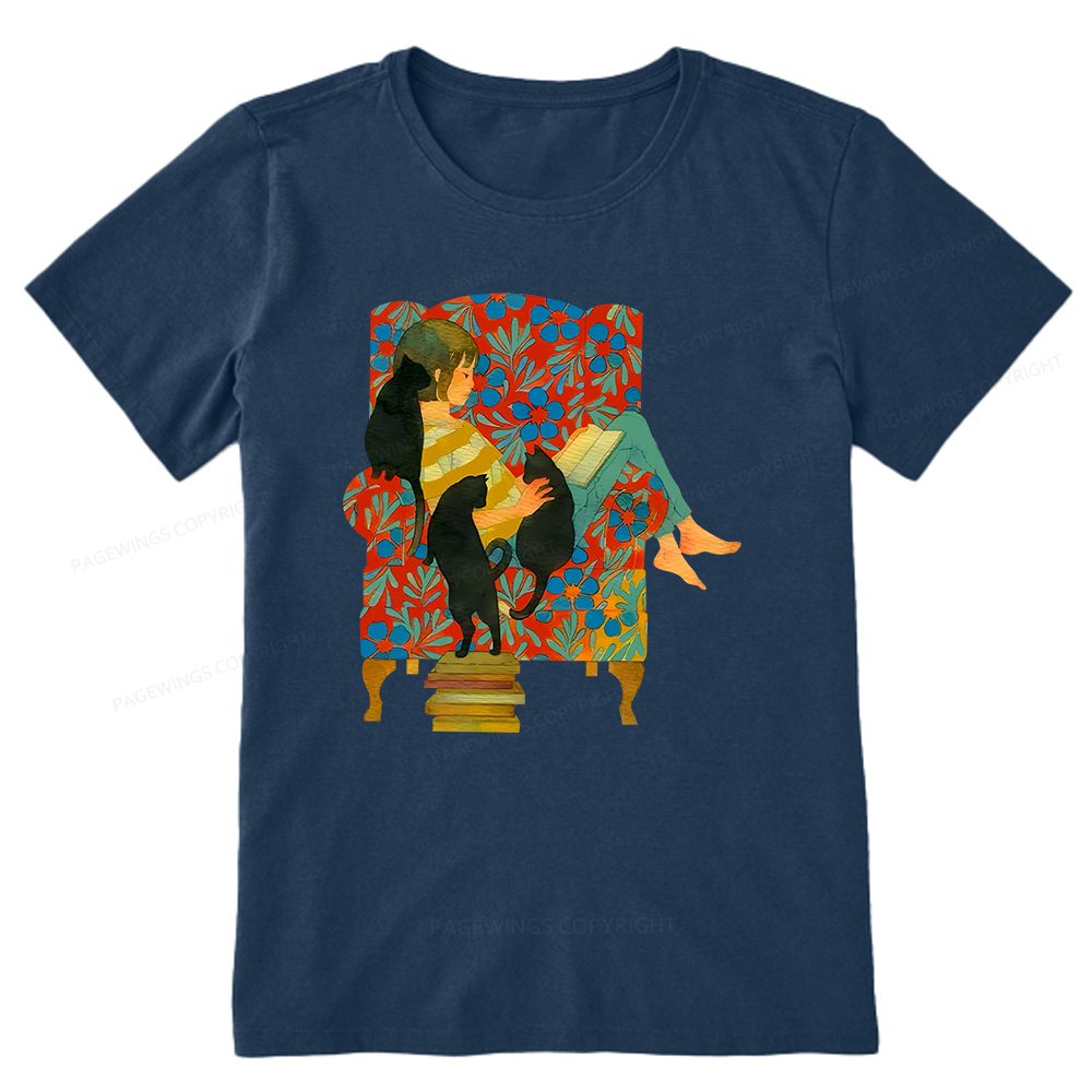 Pagewings A girl reading a book on the sofa Unisex Classic T-shirt