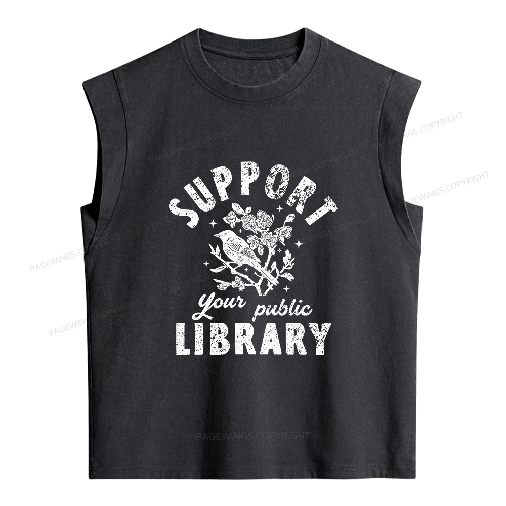 Pagewings Public Library Women's Washed Tank Top