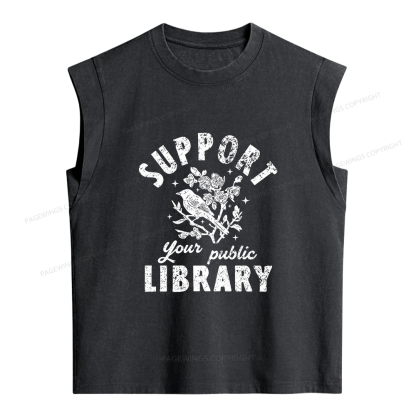 Pagewings Public Library Women's Washed Tank Top