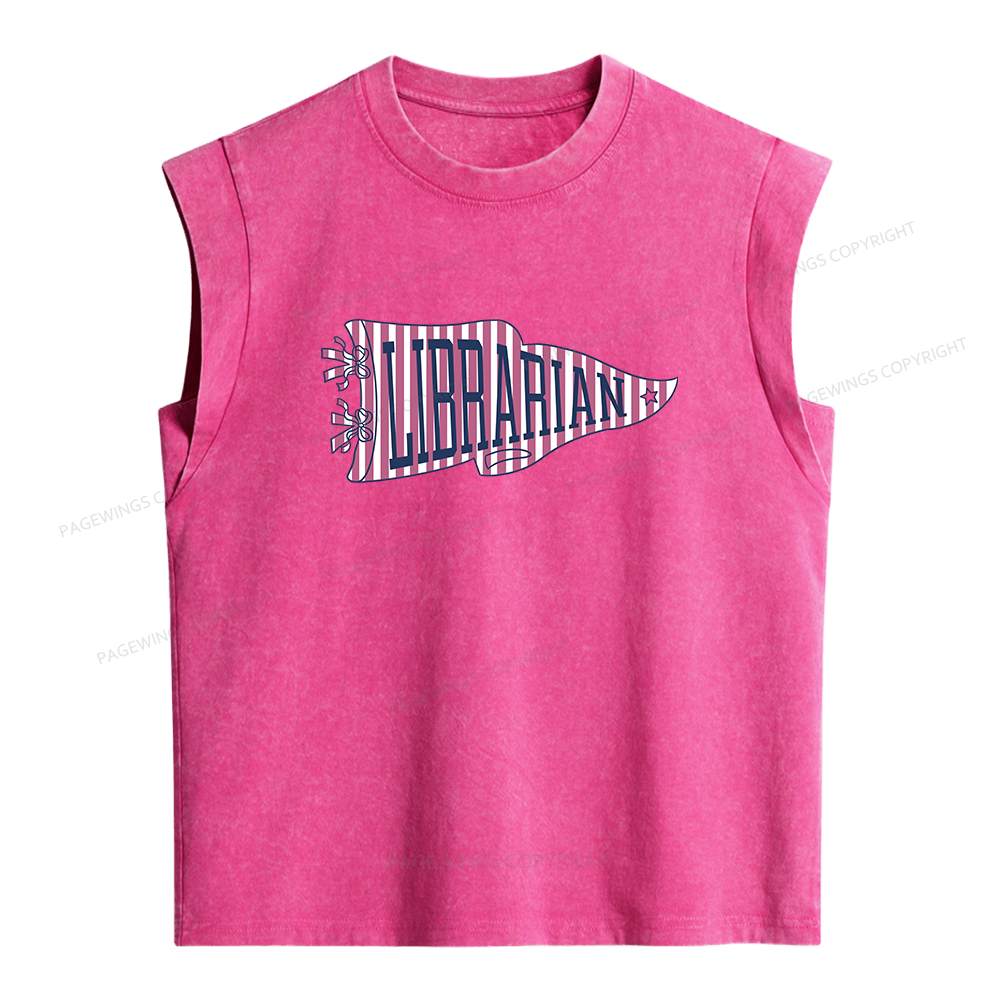 Pagewings Librarian Teacher Women's Washed Tank Top