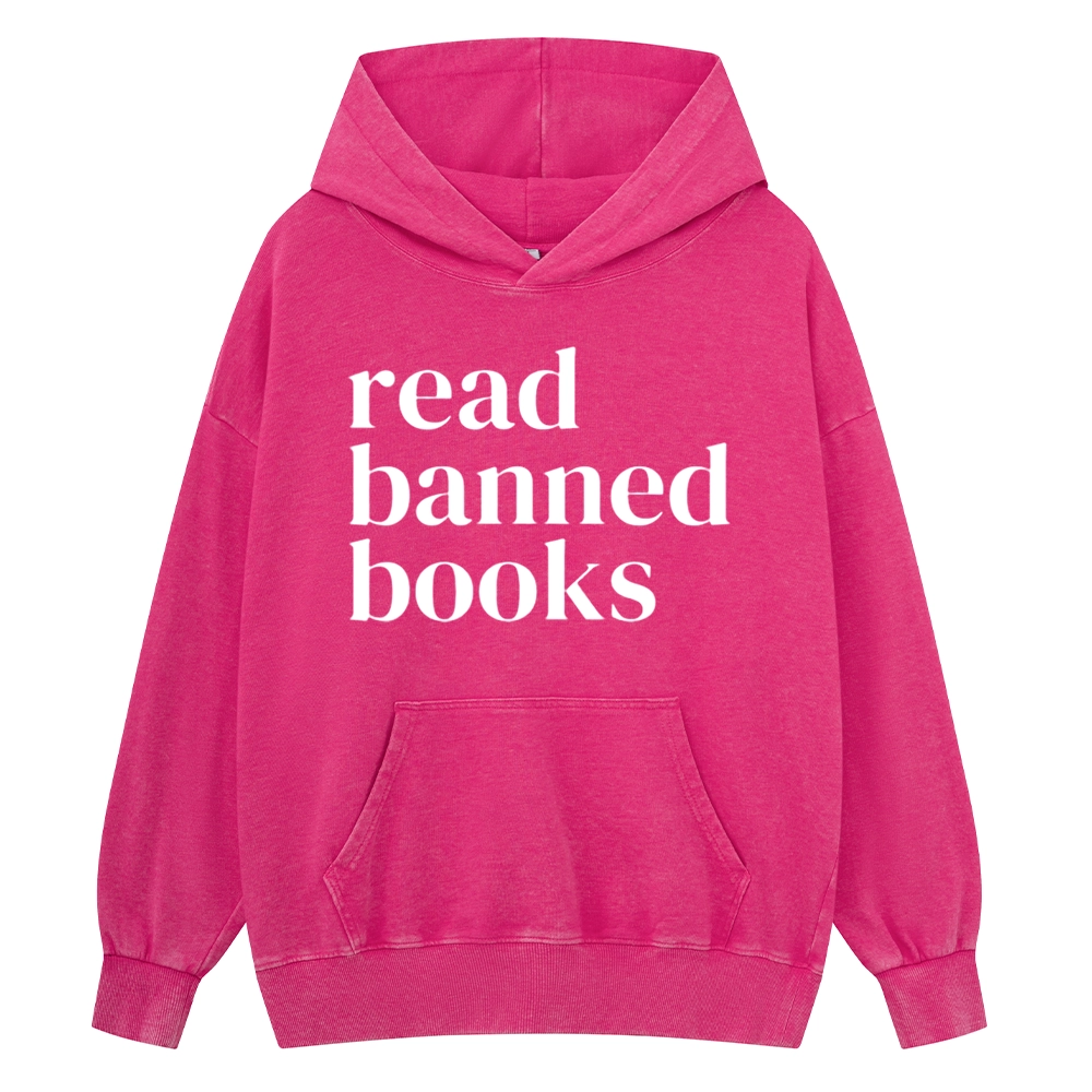Pagewings Read Banned Books Unisex Washed Hoodie