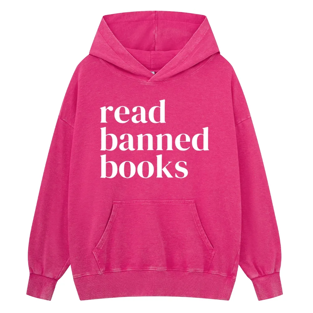 Pagewings Read Banned Books Unisex Washed Hoodie