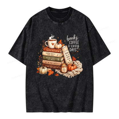 Pagewings Fall Bookish Unisex Washed T-shirt