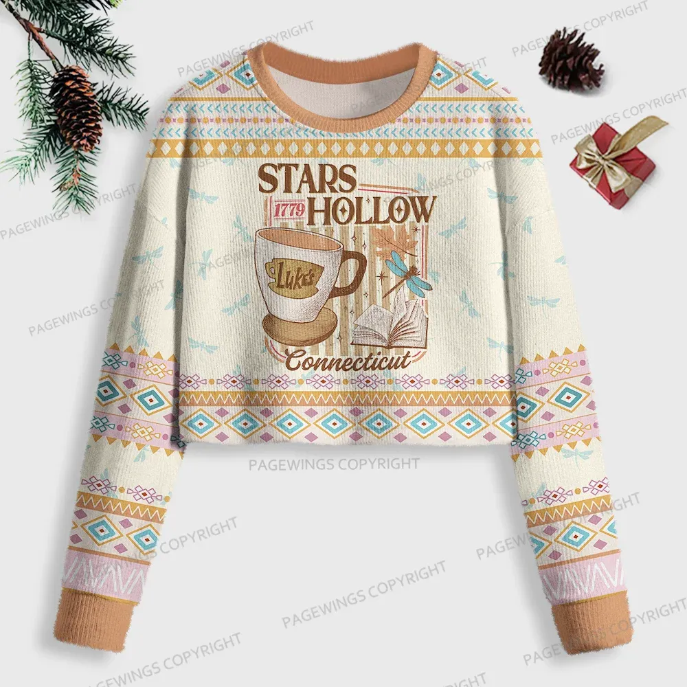 Pagewings Stars Hollow Women Ugly Crop Sweatshirt