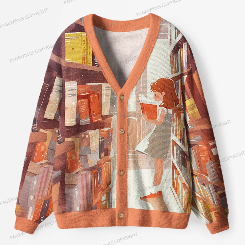 Pagewings Book Girl  Unisex Ugly Cardigan Sweaters