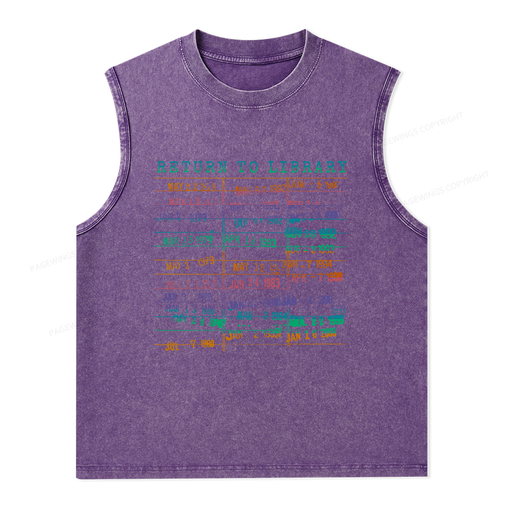 Pagewings Vintage Library Rainbow Unisex Washed Tank Top
