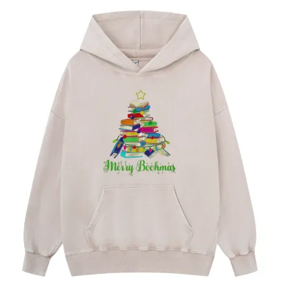 Pagewings Book Christmas Tree Unisex Washed Hoodie