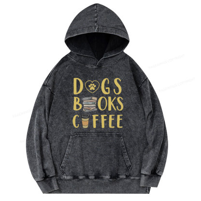 Pagewing Dogs, Books, Coffee Unisex Washed Hoodie