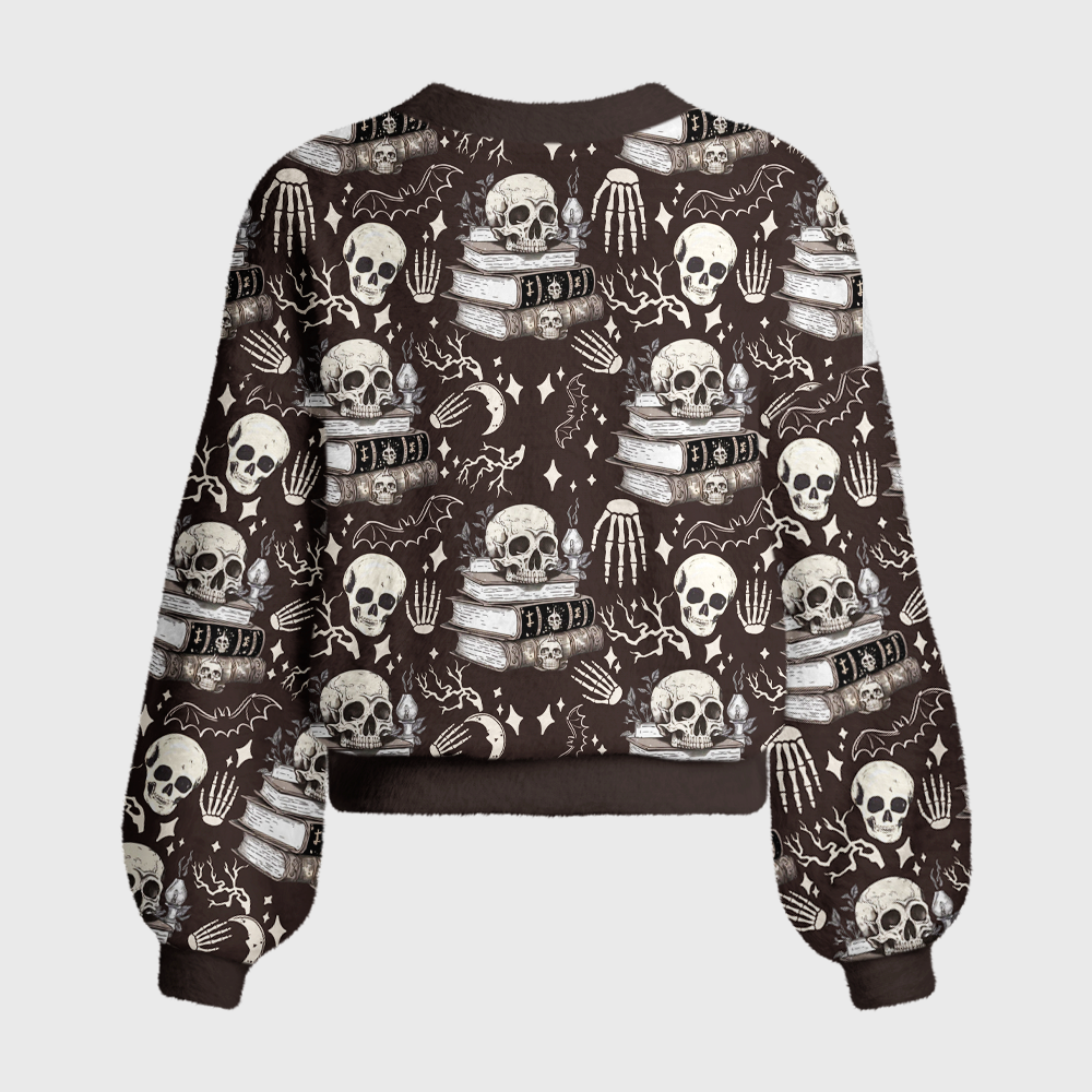 Pagewings Reading Skull 7014X Women's Cardigan Sweater