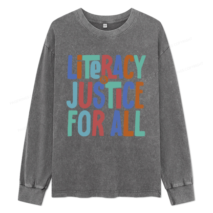 pagewings Reading Book Club Shirt Unisex Washed Long Sleeve T-shirt