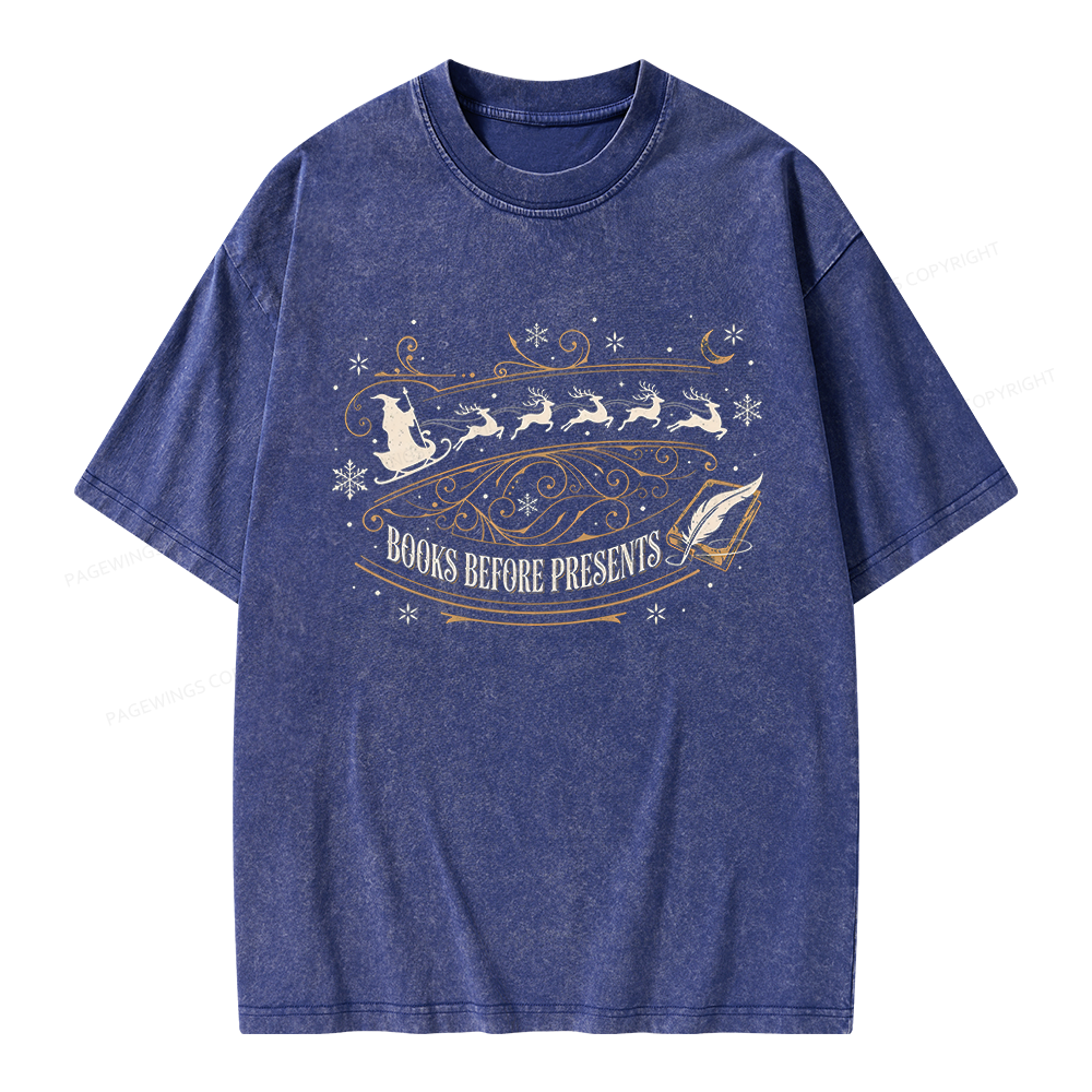 Pagewings Books Before Presents Unisex Washed T-shirt