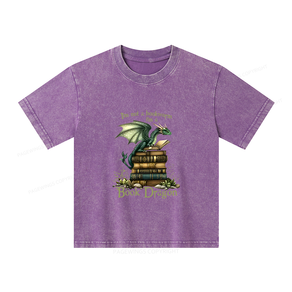 Pagewings Book Dragon Unisex Kids Washed T-shirt