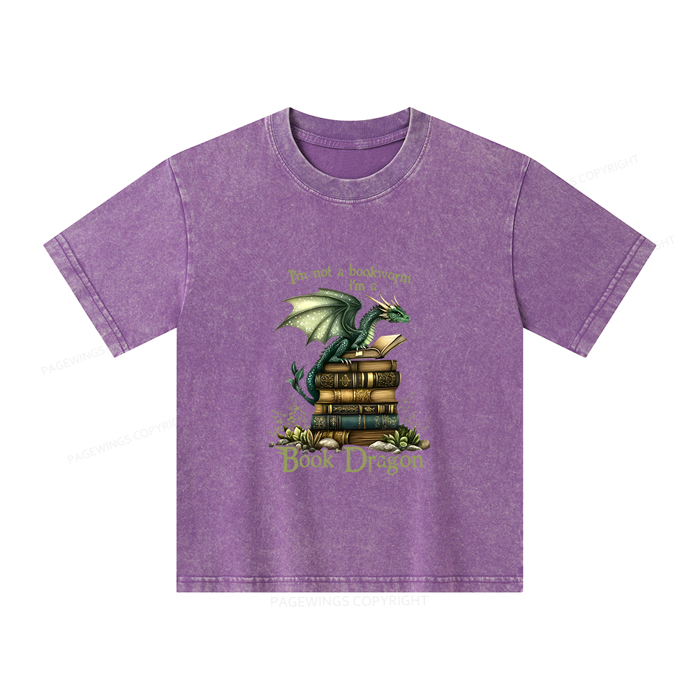 Pagewings Book Dragon Unisex Kids Washed T-shirt