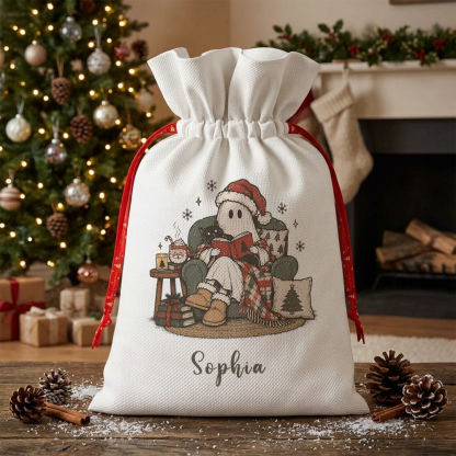 Pagewings Personalized Christmas Ghost Reading Christmas Santa Sack