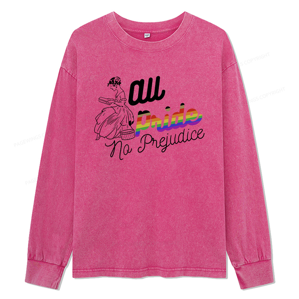 Pagewings All Pride No Prejudice Unisex Washed Long Sleeve T-shirt