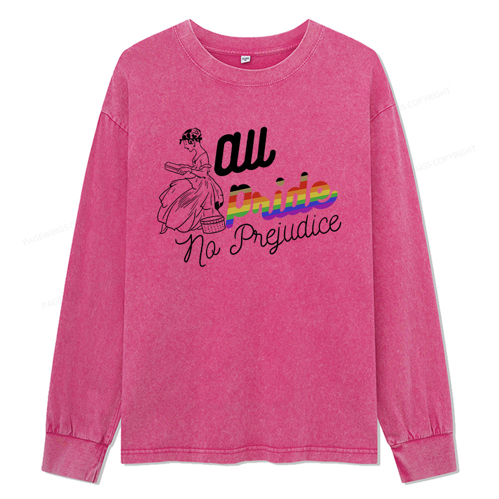 Pagewings All Pride No Prejudice Unisex Washed Long Sleeve T-shirt