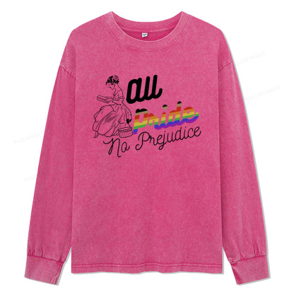 Pagewings All Pride No Prejudice Unisex Washed Long Sleeve T-shirt