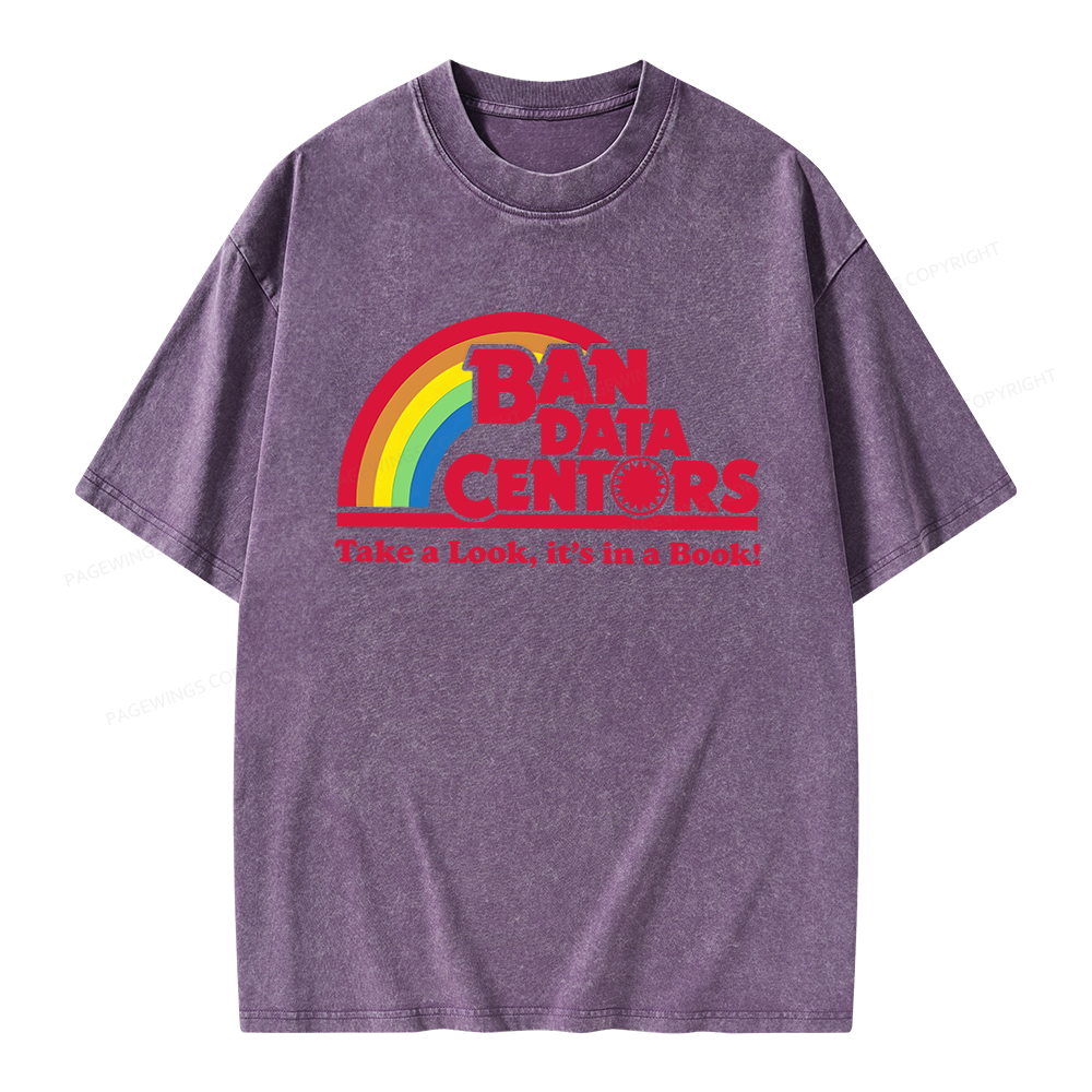 Pagewings Ban Data Centers Read Books Unisex Washed T-shirt