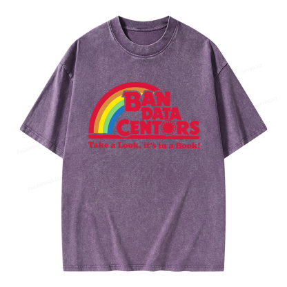 Pagewings Ban Data Centers Read Books Unisex Washed T-shirt