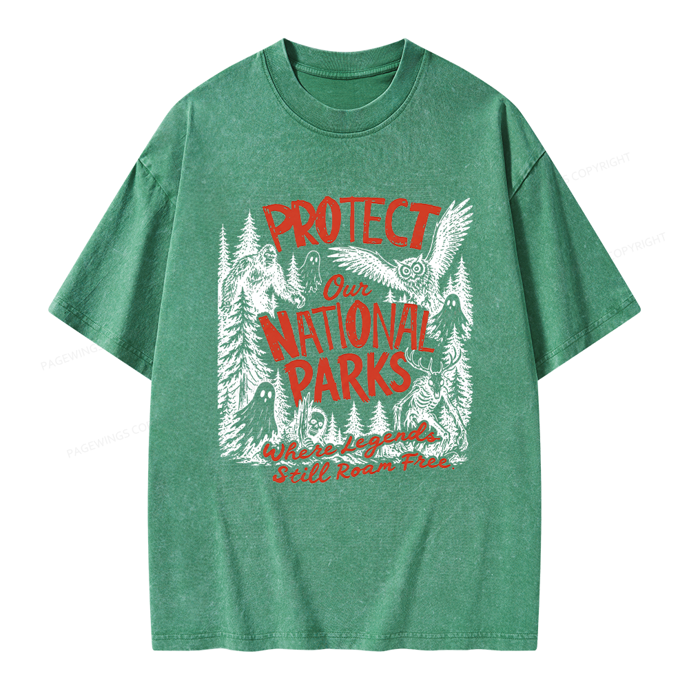 Pagewings Protect National Parks Unisex Washed T-shirt