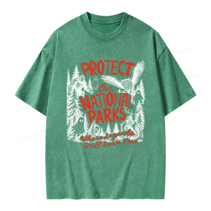 Pagewings Protect National Parks Unisex Washed T-shirt