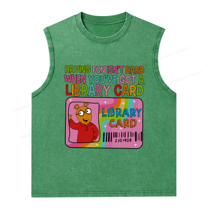 Pagewings  A Library Card Teacher Unisex Washed Tank Top