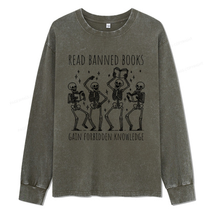 Pagewings Reading Books Tee Book Lover Gift Unisex Washed Long Sleeve T-shirt