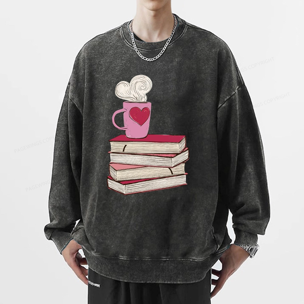 Pagewing Valentine's Day Gift for the Book Lover Unisex Washed Sweatshirt