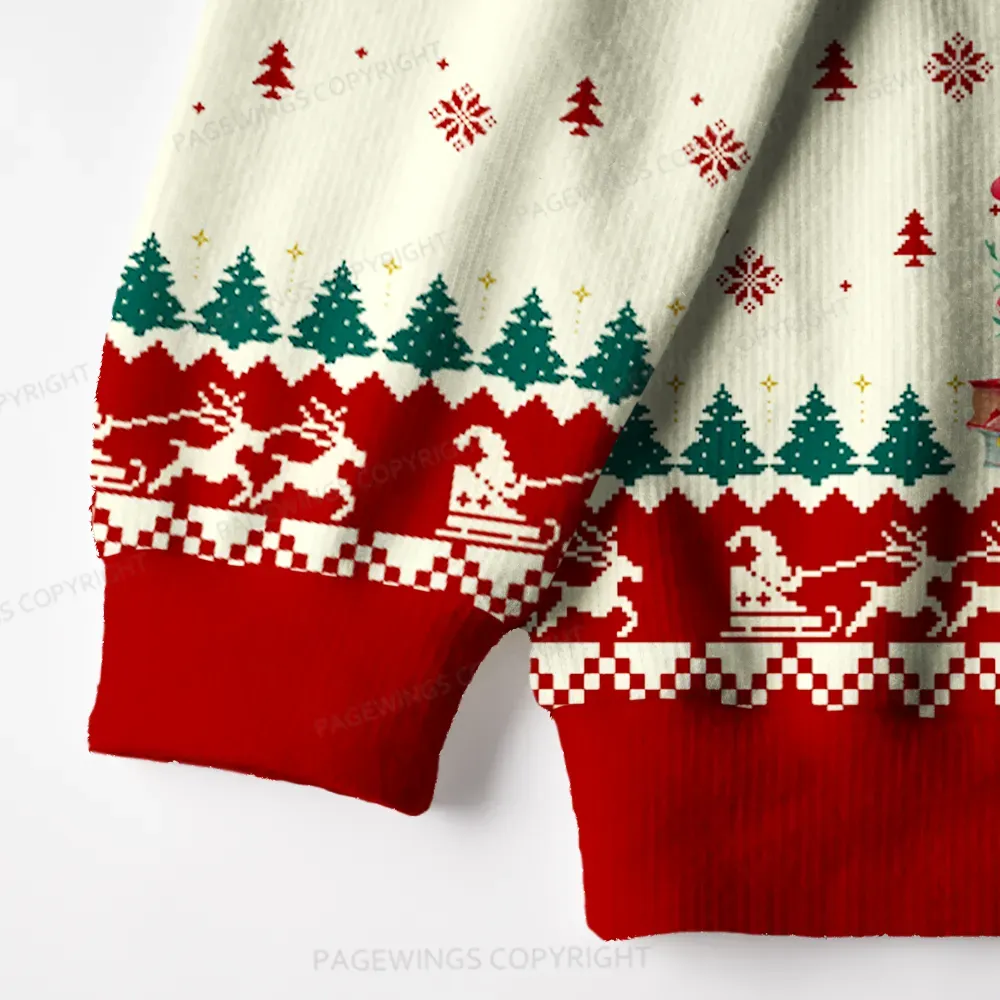 Pagewings Book Christmas Tree Unisex Ugly Knit Sweatshirt